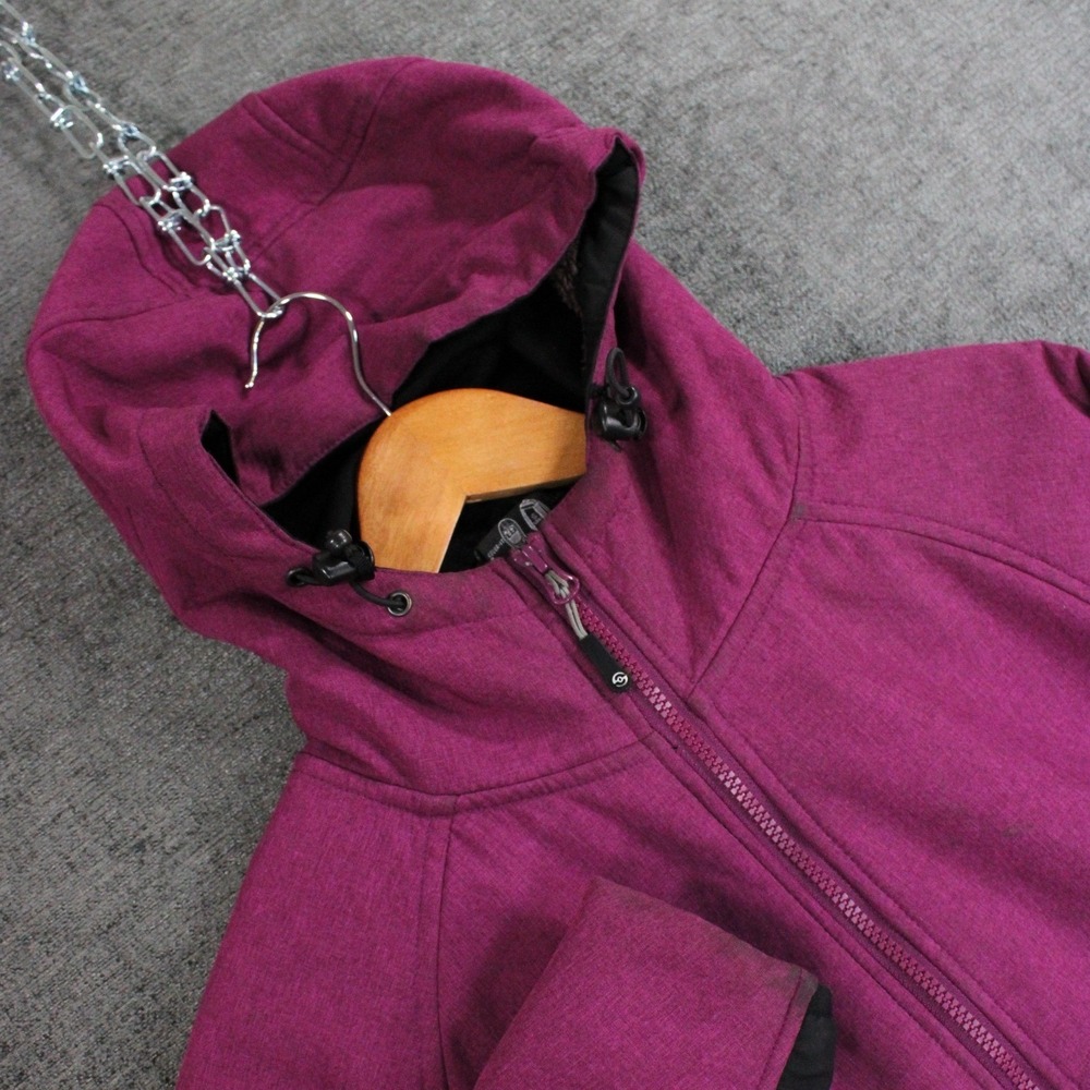 Loki Gear Womens Softshell Jacket Magenta Purple Fleece Lined Hooded Full Zip